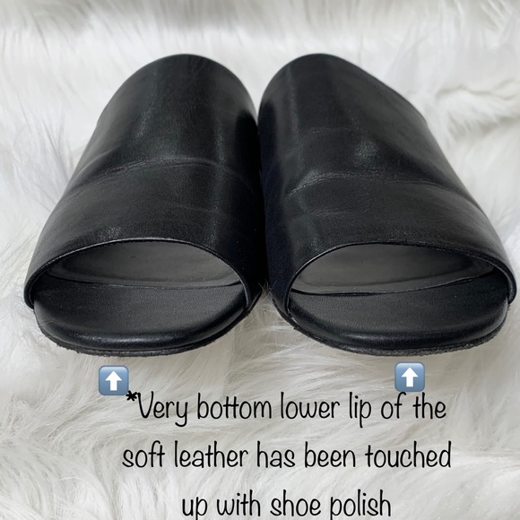 COPY - Calvin Klein Black Leather Peep Toe Slide Sandals - Picture 7 of 8